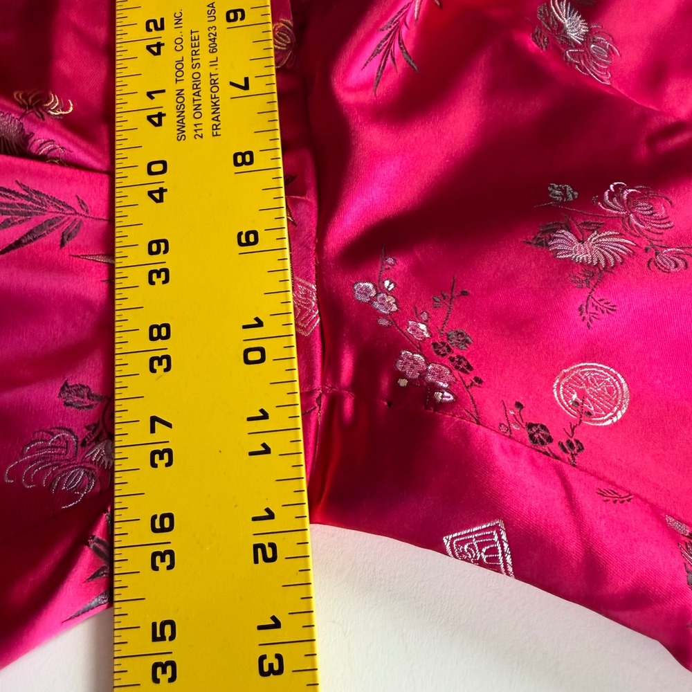 Vintage Cache Fuchsia Pink Chinoiserie Floral Satin Jacquard Pants Size 6 USA - Picture 12 of 12